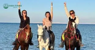 Horseback riding with swimming in the sea